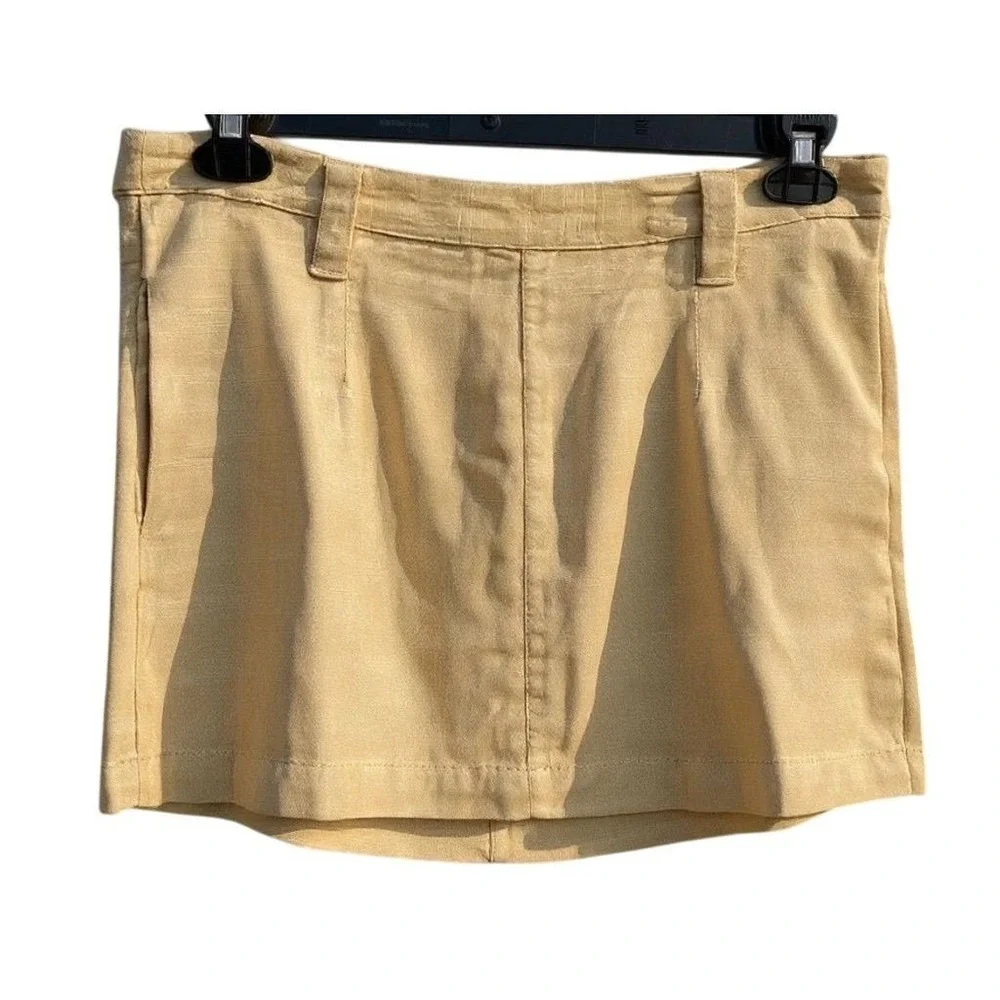 NEW Free People Women's Beige Mini‎ Skirt Size 8 Linen Blend